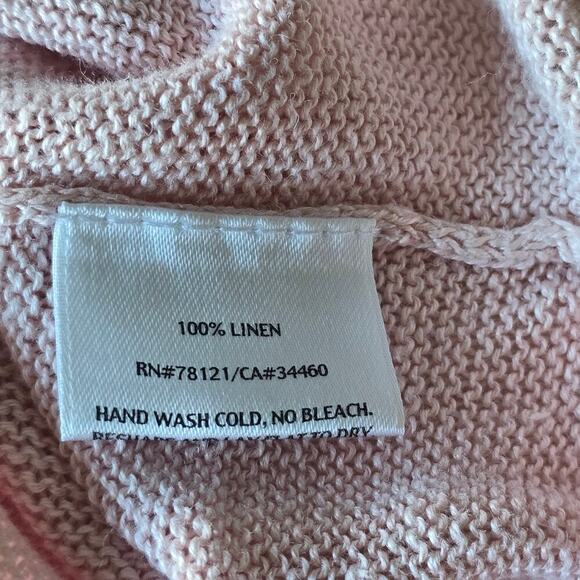 Eileen Fisher Pink 100% Linen Lightweight Knit Sweater L Minimalist Quiet Luxury - Picture 6 of 7